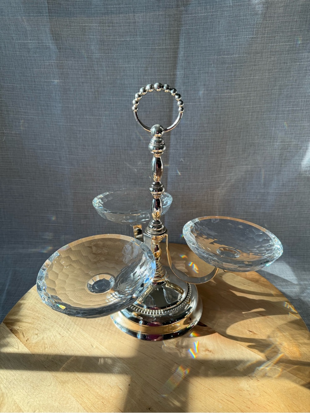 Vintage Godinger Crystal 3-Tier Condiment Server / Carousel / Jewelry Stand